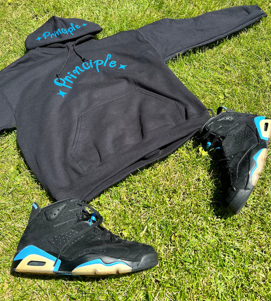 long sleeve black sweatshirt "king of the sea" blue color way